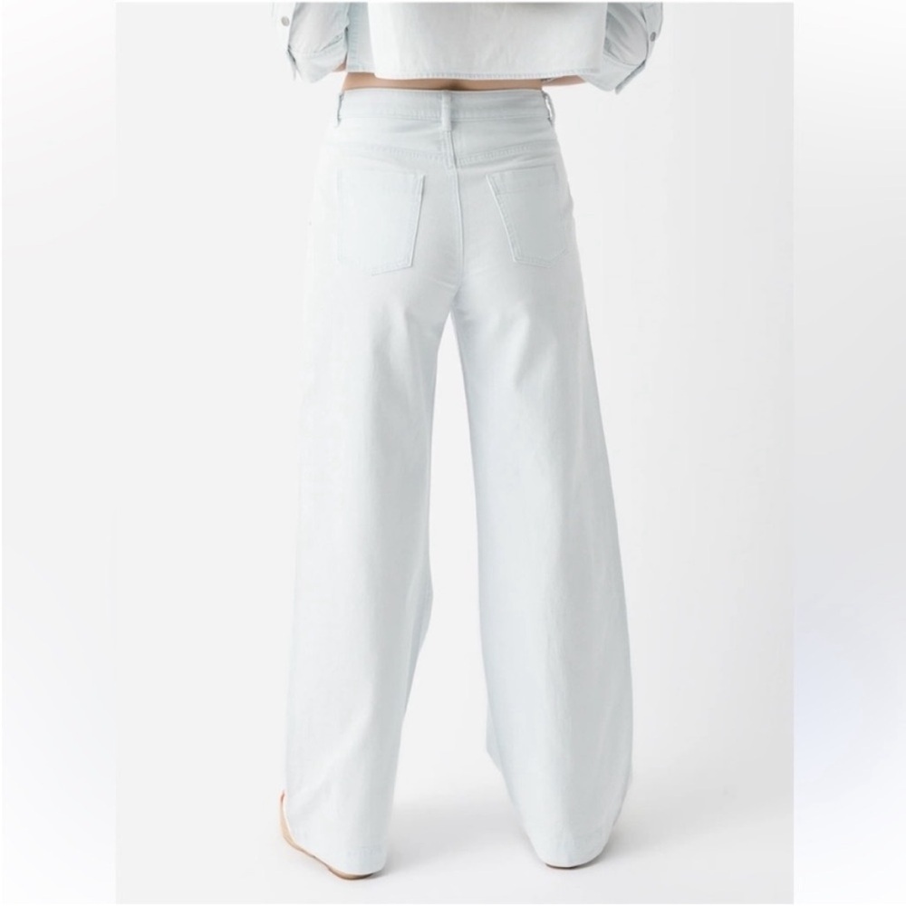 Vince Washed Cotton Wide Leg Trouser Jeans Size 28 Celestine Icy Blue Japanese